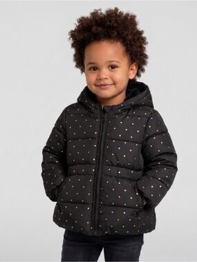 Winter "Warmest Jacket" Moonless Night Gold Polka Dot 12-18 Mo. Detachable Hood